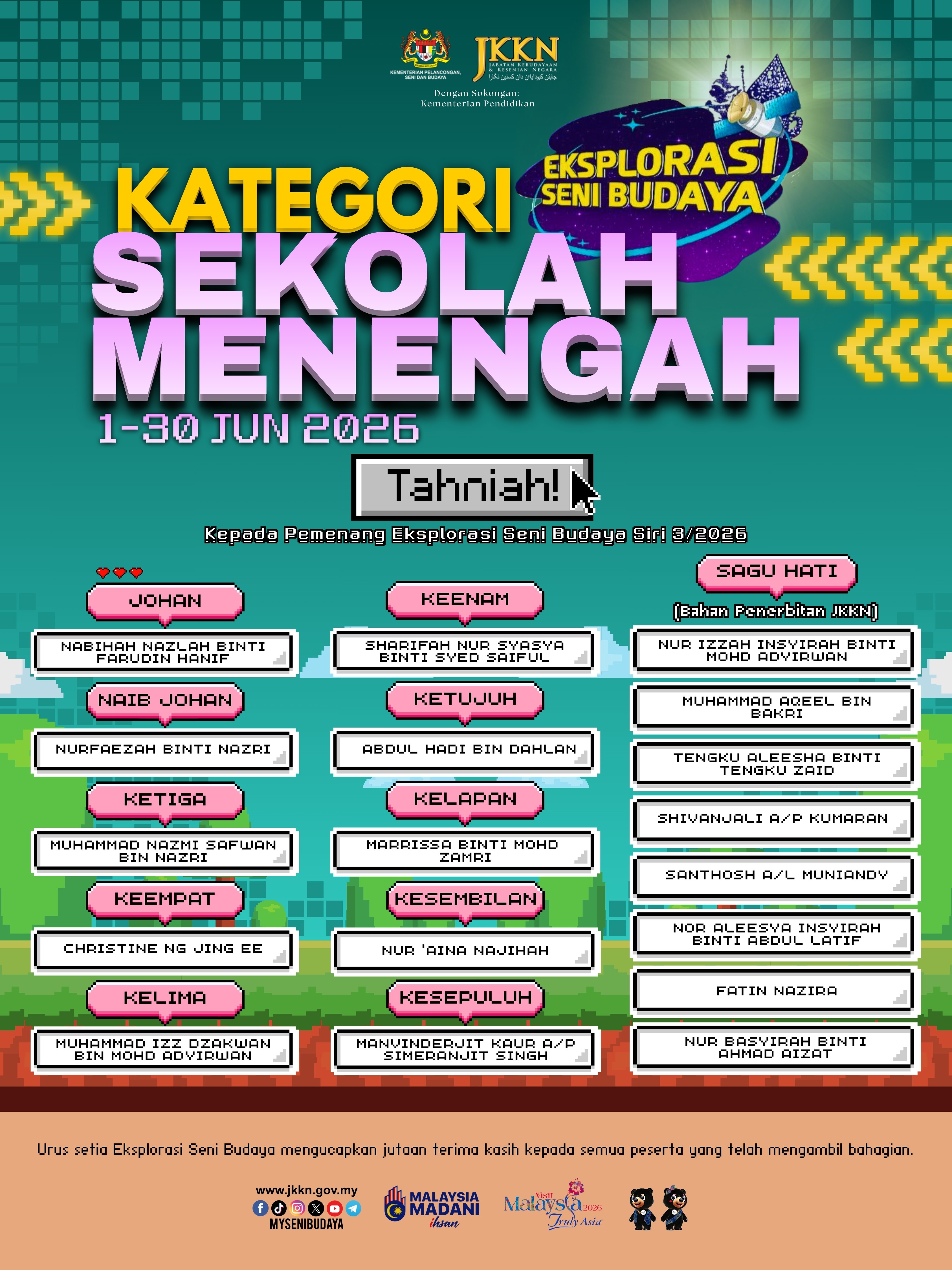 Pemenang Eksplorasi Seni Budaya Siri 3/2026